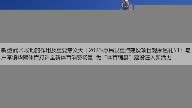 新型武术场地的作用及重要意义大干2023·惠民县重点建设项目观摩巡礼51：皂户李镇华熙体育打造全新体育消费场景 为“体育强县”建设注入新活力