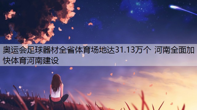 奥运会足球器材全省体育场地达31.13万个 河南全面加快体育河南建设